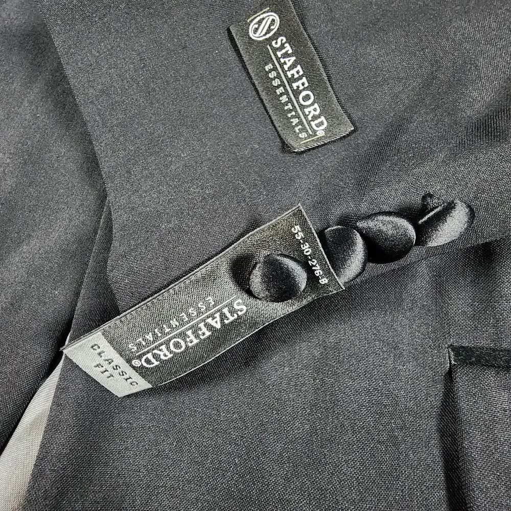 NWT Stafford Essentials 1 Button Tuxedo Jacket Men's 38R Classic Fit Black‎ Wool